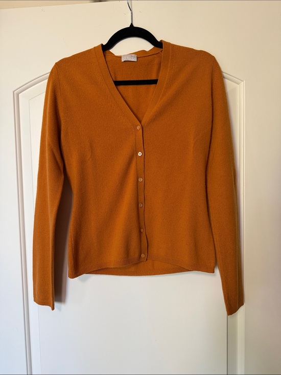 TSE Sweaters - TSE Orange V-Neck Button Down Cardigan